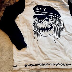 Lurking class, black and white denim jacket
